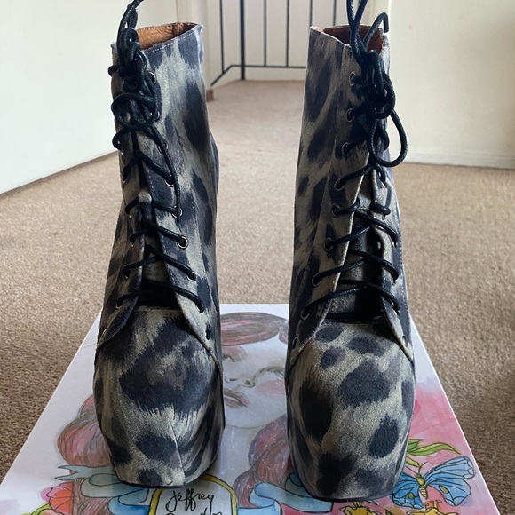 Jeffrey Campbell Night Lita Grey Black Brush NWT Size 9 - Picture 1 of 9